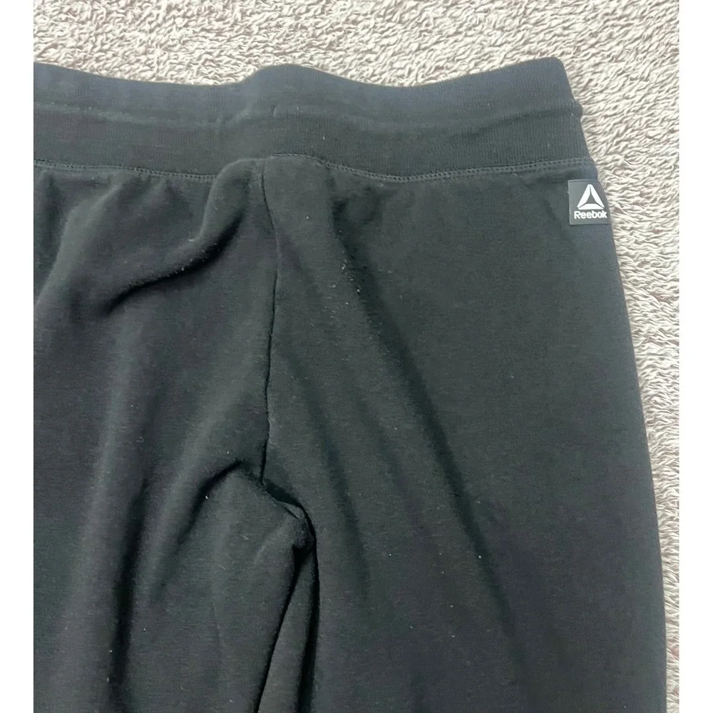 Reebok Mens S Black Fleece Jogger Sweatpants Zipper Pockets Tapered Athletic